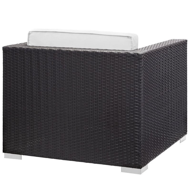 Modway Convene 5-Piece Aluminum Rattan Patio Sectional Set in Espresso/White