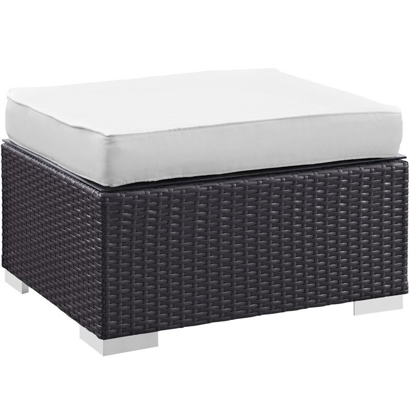 Modway Convene 5-Piece Aluminum Rattan Patio Sectional Set in Espresso/White