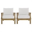 Modway Marina 2-Piece Solid Teak Wood Patio Sofa Sectional Set - Natural/White