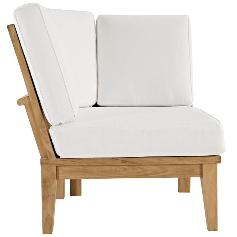 Modway Marina 3 Piece Outdoor Teak Sofa Set in Natural and White