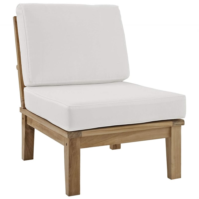Modway Marina Outdoor Teak Chairs in Natural and White (Set of 2)