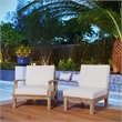 Modway Marina Outdoor Teak Chairs in Natural and White (Set of 2)