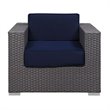 Modway Sojourn Aluminum and Rattan Patio Armchair in Canvas/Navy