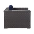 Modway Sojourn Aluminum and Rattan Patio Armchair in Canvas/Navy