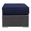 Modway Sojourn Aluminum and Rattan Patio Ottoman in Canvas/Navy