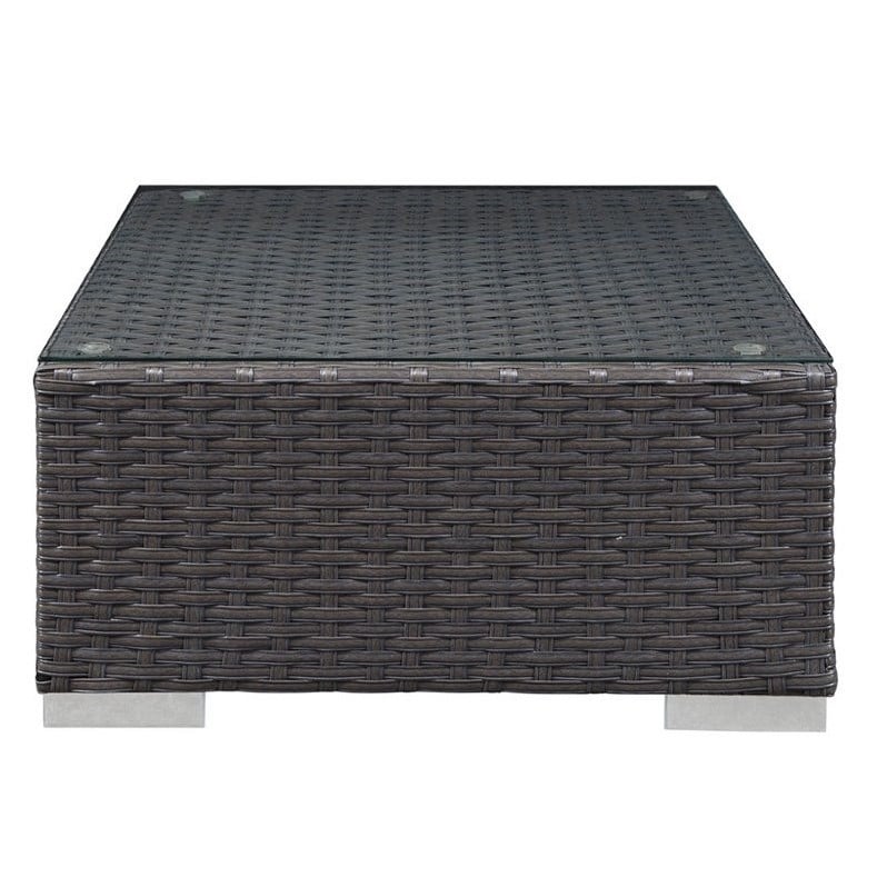 Modway Sojourn Aluminum and Rattan Patio Ottoman in Canvas/Navy