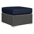 Modway Sojourn Aluminum and Rattan Patio Ottoman in Canvas/Navy