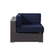 Modway Sojourn Aluminum Fabric and Rattan Patio Corner Sofa Chair in Canvas/Navy