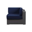 Modway Sojourn Aluminum Fabric and Rattan Patio Corner Sofa Chair in Canvas/Navy