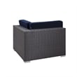 Modway Sojourn Aluminum Fabric and Rattan Patio Corner Sofa Chair in Canvas/Navy