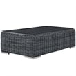 Modway Summon Aluminum and Rattan Glass Top Patio Coffee Table in Gray