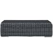 Modway Summon Aluminum and Rattan Glass Top Patio Coffee Table in Gray