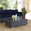 Modway Summon Aluminum and Rattan Glass Top Patio Coffee Table in Gray