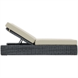 Modway Summon Aluminum and Rattan Patio Chaise Lounge in Canvas/Beige