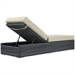 Modway Summon Aluminum and Rattan Patio Chaise Lounge in Canvas/Beige