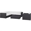 Modway Corona 7 Piece Outdoor Sofa Set in Espresso and White