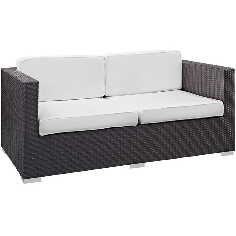 Modway Venice 8-Piece Aluminum Rattan Outdoor Patio Sofa Set in Espresso/White