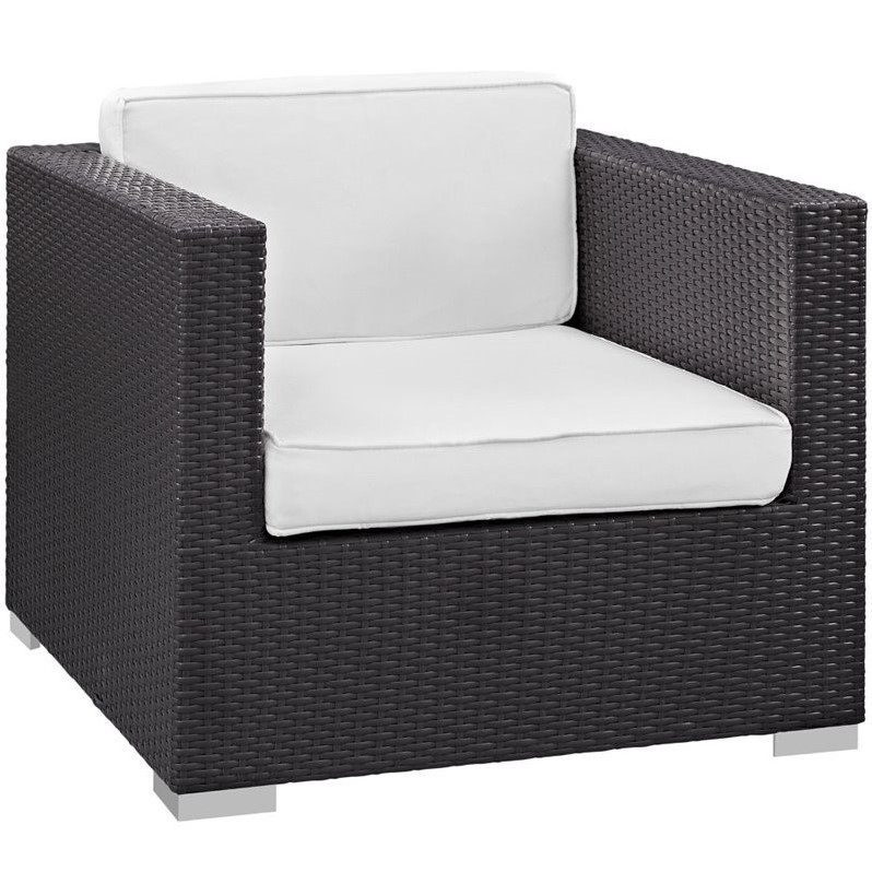 Modway Venice 8-Piece Aluminum Rattan Outdoor Patio Sofa Set in Espresso/White