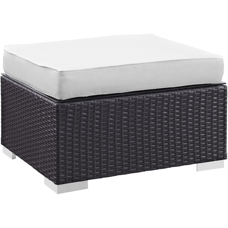 Modway Venice 8-Piece Aluminum Rattan Outdoor Patio Sofa Set in Espresso/White