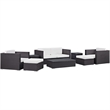 Modway Venice 8-Piece Aluminum Rattan Outdoor Patio Sofa Set in Espresso/White