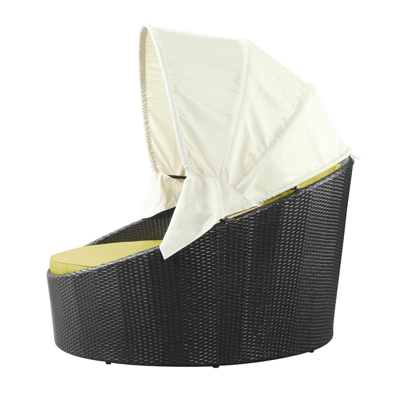 Modway Siesta Rattan Weave/Aluminum Canopy Patio Daybed in Espresso/Mocha