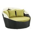 Modway Siesta Rattan Weave/Aluminum Canopy Patio Daybed in Espresso/Peridot