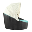 Modway Siesta Rattan Weave/Aluminum Canopy Patio Daybed in Espresso/Turquoise