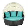 Modway Siesta Rattan Weave/Aluminum Canopy Patio Daybed in Espresso/Turquoise
