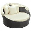 Modway Siesta Rattan Weave/Aluminum Canopy Patio Daybed in Espresso/White