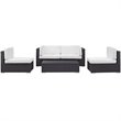 Modway Camfora 5 Piece Outdoor Sofa Set in Espresso and White