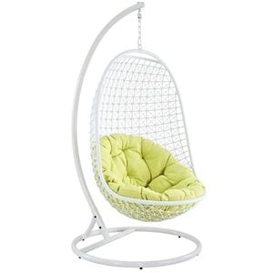 modway encounter patio swing chair in white