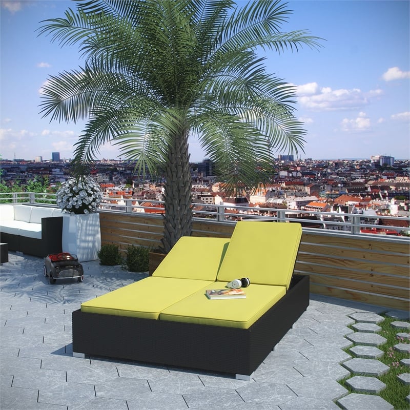 Modway Evince Double Patio Chaise in Espresso and Peridot