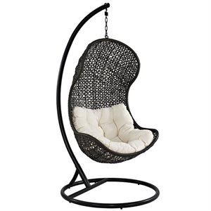 modway parlay patio swing chair in espresso and white
