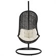 Modway Parlay Patio Fabric and Rattan Swing Lounge Chair in Espresso/Beige