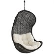 Modway Parlay Patio Fabric and Rattan Swing Lounge Chair in Espresso/Beige
