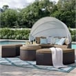 Modway Quest Aluminum and Rattan Canopy Patio Daybed in Espresso/Mocha Brown