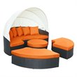 Modway Quest Aluminum and Rattan Canopy Patio Daybed in Espresso/Orange