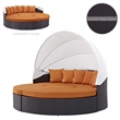 Modway Quest Aluminum and Rattan Canopy Patio Daybed in Espresso/Orange