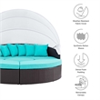 Modway Quest Aluminum and Rattan Canopy Patio Daybed in Espresso/Turquoise