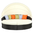 Modway Quest Aluminum and Rattan Canopy Patio Daybed in Espresso/White