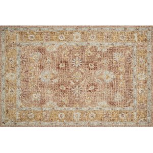 loloi julian hand hooked wool rug in terracotta and gold
