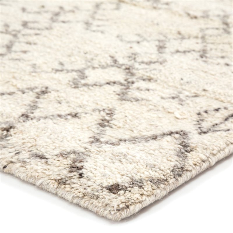Hand Knotted Wool Area Rug In Ivory, 12 X 18 Wool Area Rugs