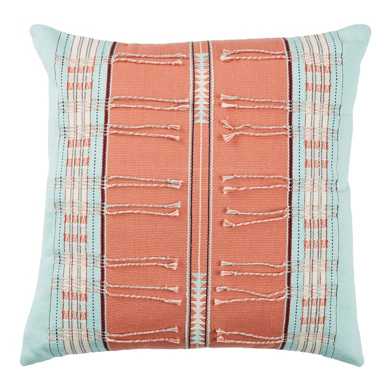 Jaipur Living Nagaland 18x18 Square Poly Fill Pillow in Sky Blue/Coral  Orange