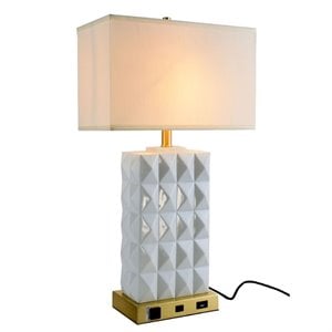 elegant lighting brio table lamp in brushed brass and white