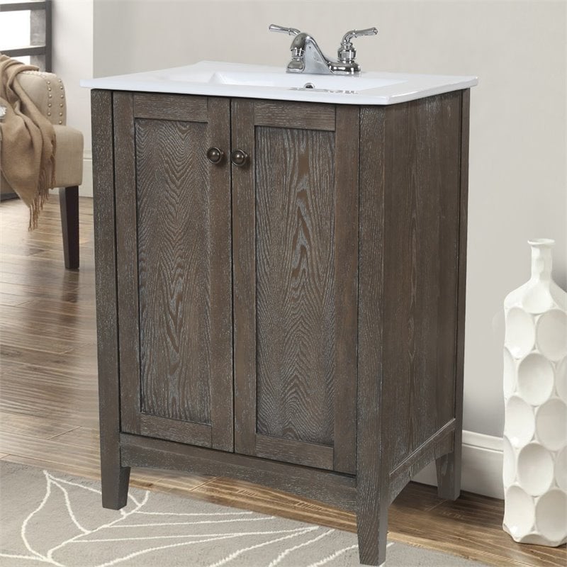 Elegant Lighting Danville 24 Bath Vanity In Weathered Oak Vf 2004