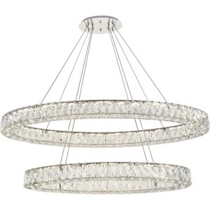 elegant lighting monroe round royal cut clear crystal led chandelier in chrome