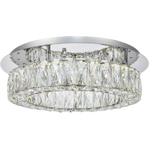 elegant lighting monroe round royal cut clear crystal led flush mount in chrome