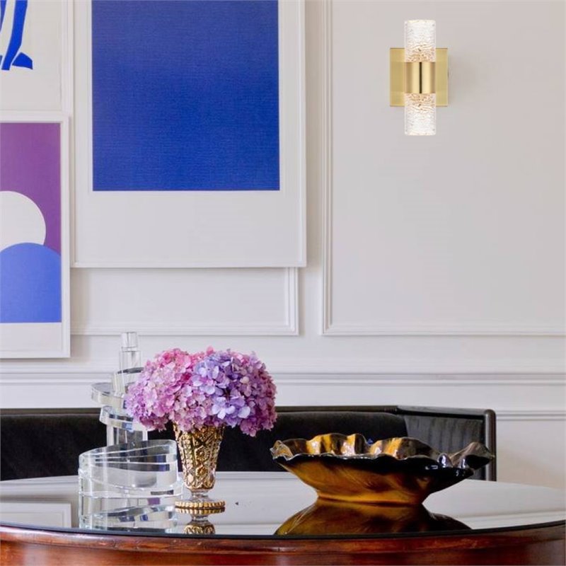 Elegant Lighting Vega 2 Light Clear LED Vanity Light in Gold