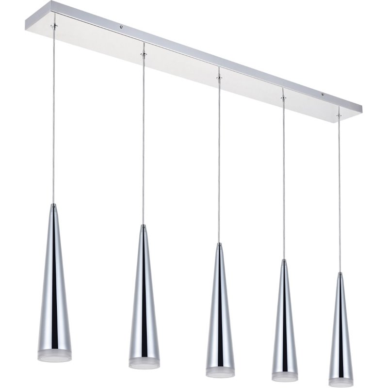 Elegant Lighting Fantasia 5 Light Metal LED Island Pendant in Chrome