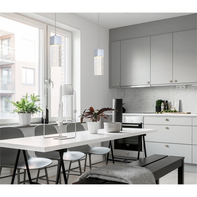 Elegant Lighting Novastella Royal Cut Crystal LED Pendant in Chrome